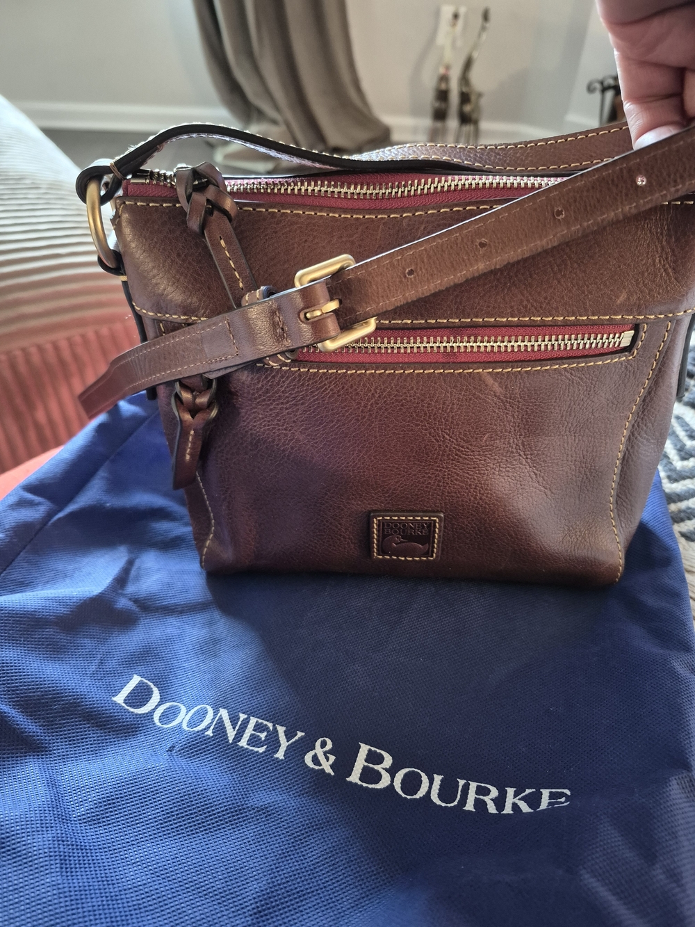 Dooney & Bourke  Crossbody With Suede Interior with Gold Trim